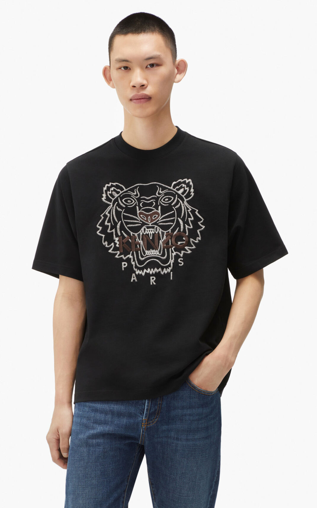 Kenzo Loose fitting 虎 Tシャツ メンズ 黒 - OMEHXQ974